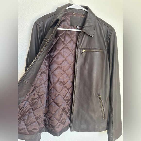 NWOT Vince brown Leather Moto Jacket 100% Lambskin Men’s size Small - Picture 8 of 17